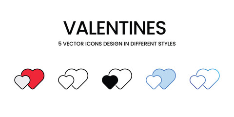 Valentines icons vector set stock illustration.