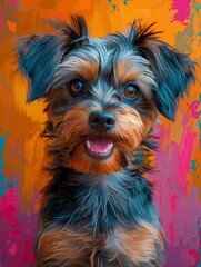 colorful graffiti portrait of a Yorkshire Terrier