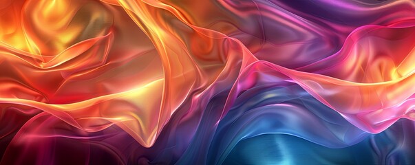 Naklejka premium Abstract colorful Metallic Wavy Background. Generative AI