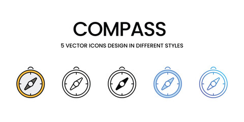 Compass icons vector set stock illustration.