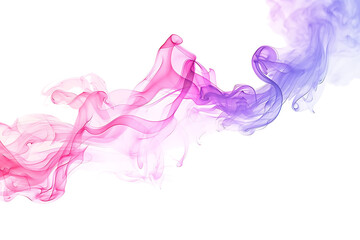 A mesmerizing display of colored smoke swirling gracefully against a pristine white background, creating a captivating visual effect.