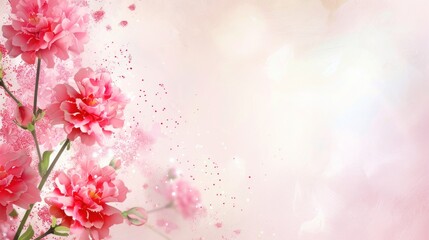 Obraz premium beautiful blooming pink color flowers pink background , mother's day