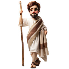 Jesus action figure in 3d style with transparent. clip art.