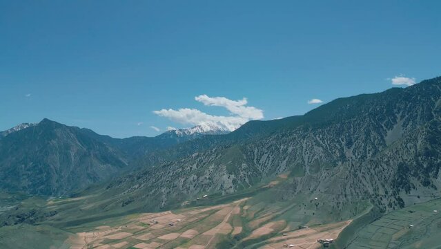Aerial View Of Valley Surrounded By Hindu Kush Mountain Range, Chitral, Khyber Pukhtoon Khwa, Pakistan
