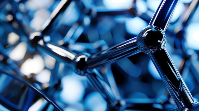 Connected hexagons form a molecular model with shiny texture - Powered by Adobe