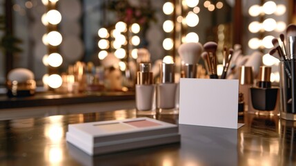 Glamorous Bridal Beauty Professional Makeup Studio with Elegant Business Cards and Luxe Lighting