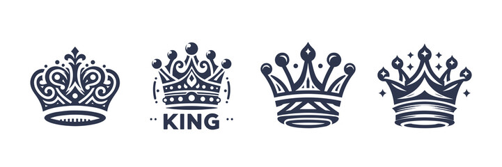 Crown icons set. Crown symbol collection. Vector illustration
