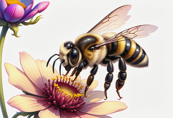 Drawing of bee on flower