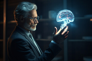 Generative AI Portrait of experienced doctor at hospital patient examination consultation medicare