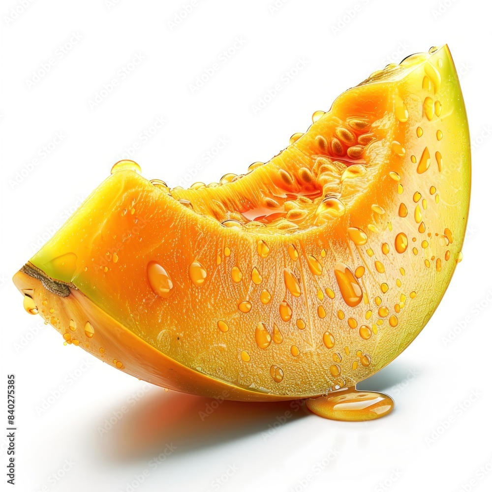 Wall mural Juicy papaya with water drops, isolated on a clean white background. Healthy eating concept.