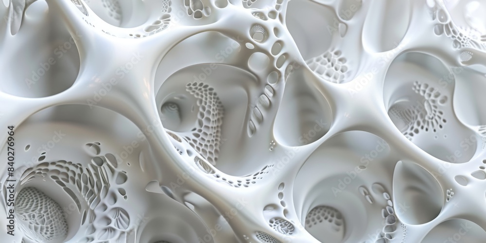 Poster Complex White Fractal Pattern Abstract Design