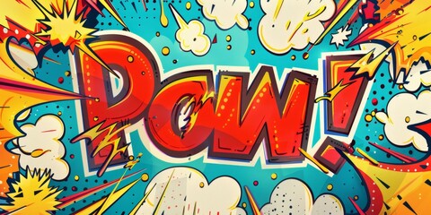 Fototapeta premium Vibrant Comic Book Explosion With Pow! Sound Effect
