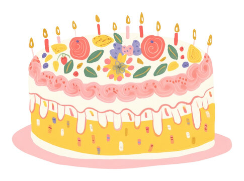 colorful birthday cake with candles clip art preview