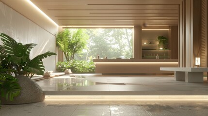 Fototapeta premium Tranquil Wellness Sanctuary Business Cards Herbal Teas and Meditation at Luxury Spa Retreat