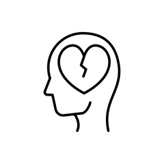 Broken heart outline icons, minimalist vector illustration ,simple transparent graphic element .Isolated on white background