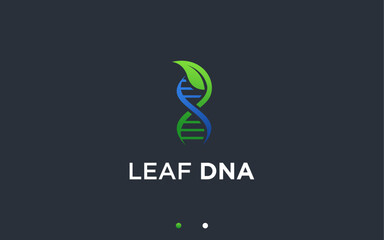 dna leaf logo design vector silhouette illustration