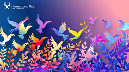 colorful birds flying international day for tolerance
