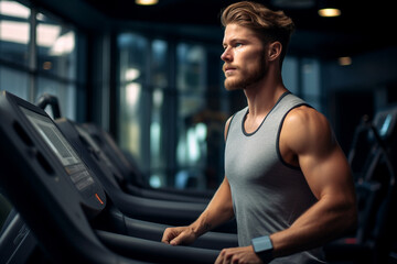 Fototapeta premium Generated by AI excited person jogging outdoors outside active way of life useful hobby