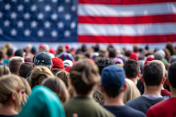 People of democratic country visiting voting campaign in election day, Generative AI illustration