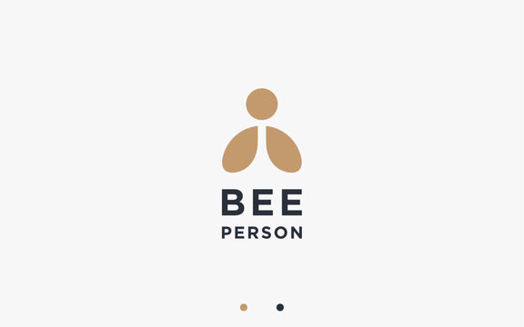 bee with people logo design vector silhouette illustration