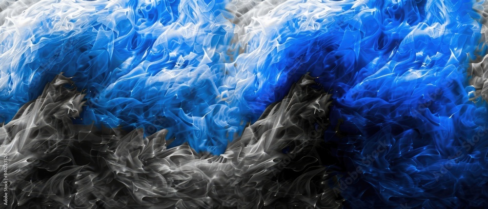 Wall mural abstract art with vibrant blue and black color swirls creating a dynamic, textured pattern for desig