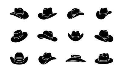 black Cowboy hat logo icon design vector illustration
