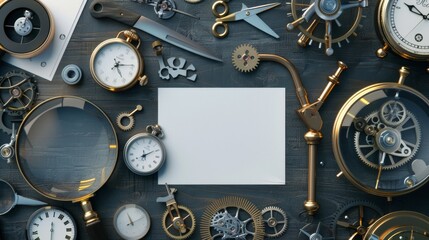 Exquisite Precision Luxury Watchmaker's Workshop with Fine Components Magnifiers and Toolsets for Business Cards and Branding