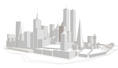 modern city panorama 3d illustration	
