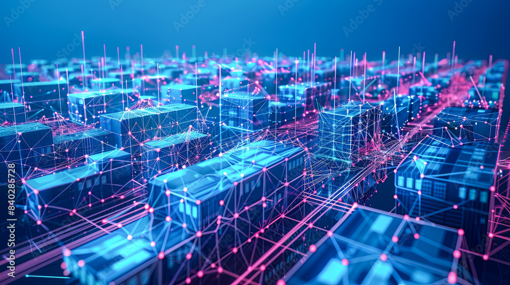 Poster abstract 3d rendering of big data visualization. futuristic network connection structure. technology