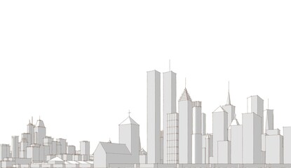 modern city panorama 3d illustration	
