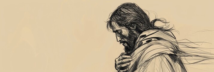Fototapeta premium Biblical Illustration of Jesus' Teaching on Loving Enemies, Ideal for Banner,Christian banner