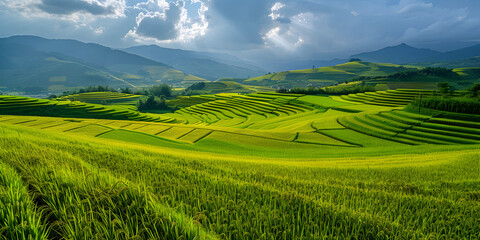 Fototapeta premium Typical paddy fields in MaeJam Village
