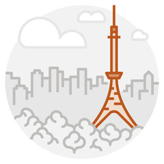 Tokyo – Japan: Tokyo Tower (filled outline icon)