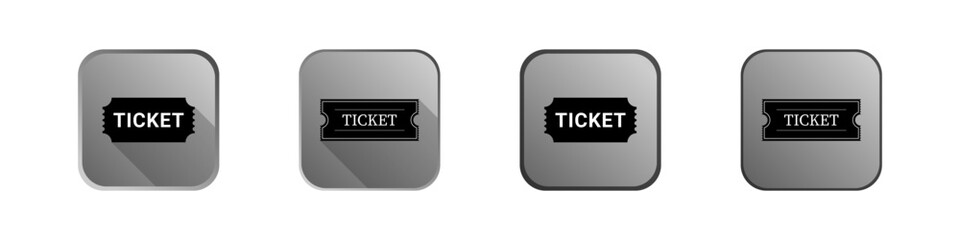 Ticket button icon set on white background