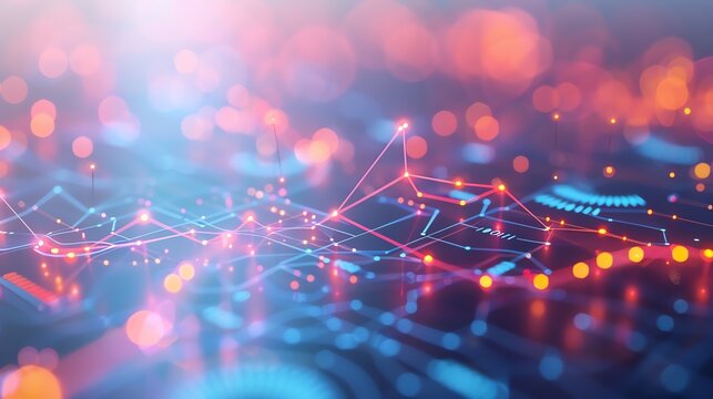 Heat exchanger holographic of A close-up of a financial dashboard, minimalist and sleek, showcasing a complex network of connected statistical graphs, each representing a different market sector,