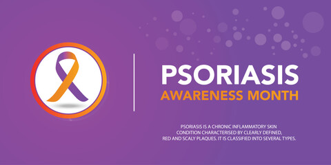 Psoriasis awareness month is observed every year in August, it is a skin condition that causes red, flaky, crusty patches of skin covered with silvery scales. Vector illustration