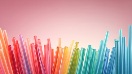 Obraz premium Colorful Array of Glass Tubes Vibrant and Transparent Cylinders Arranged in a Harmonious Pattern, Showcasing Bright Hues and Clear Material on a Smooth Surface Wallpaper Digital Art Poster Brainstorm