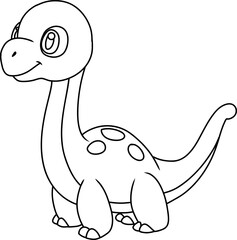 Hand drawn brachiosaurus dinosaur. cartoon outline