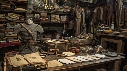 Medieval Artisan's Haven Authentic Armor Swords and Historical Costumes in Reenactor's Workshop