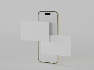 Smart phone with business card 3d rendered 