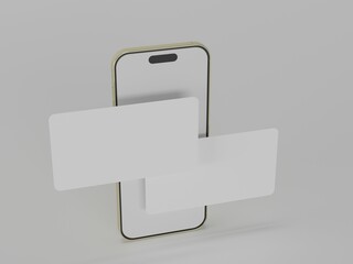 Smart phone with business card 3d rendered 