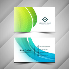 Abstract colorful wave style business card design template