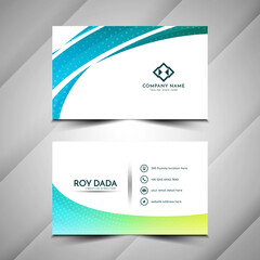 Fototapeta premium Elegant colorful wave style business card design template