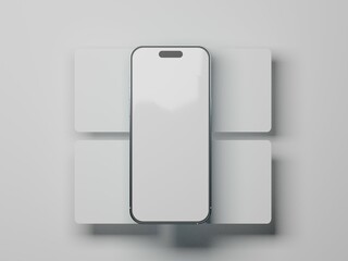 Smart phone with multiple floating screen with white background 