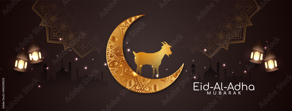 Poster eid al adha mubarak islamic festival celebration greeting banner