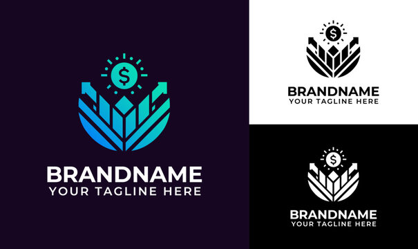  Modern Growth Finance Logo Design
