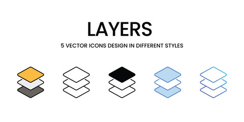 Layers icons vector set stock illustration.