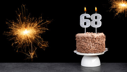 Cake with candle number 68 - Birthday card