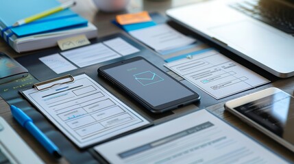 CuttingEdge Workspace Mobile App Developer's Essentials for Success Business Cards Smartphones Wireframes and Coding Books