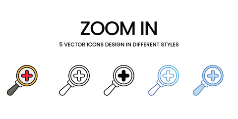 Zoom In icons vector set stock illustration.